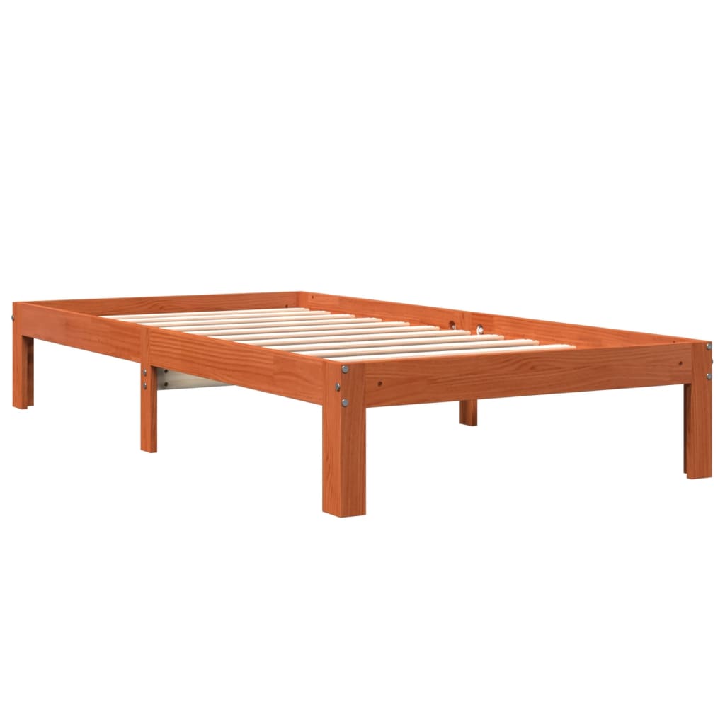 Bed Frame without Mattress Wax Brown 90x200 cm Solid Wood Pine